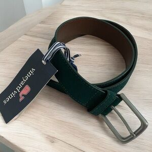 Men’s Vineyard Vines NWT 100% Genuine Cowhide Leather Forest Green Suede Belt‎